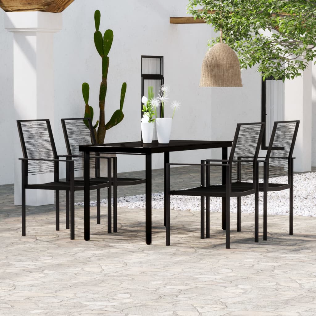 vida XL 5-tlg. Garten-Essgruppe Schwarz