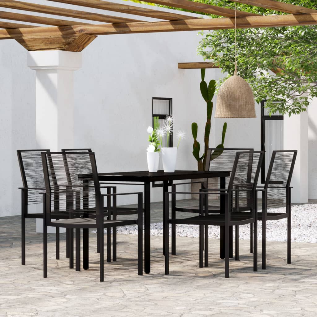 vida XL 7-tlg. Garten-Essgruppe Schwarz
