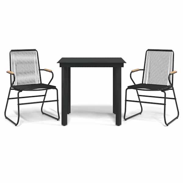 vidaXL 3-osaline aia s&ouml;&ouml;gim&ouml;&ouml;bli komplekt, must, PVC-rotang