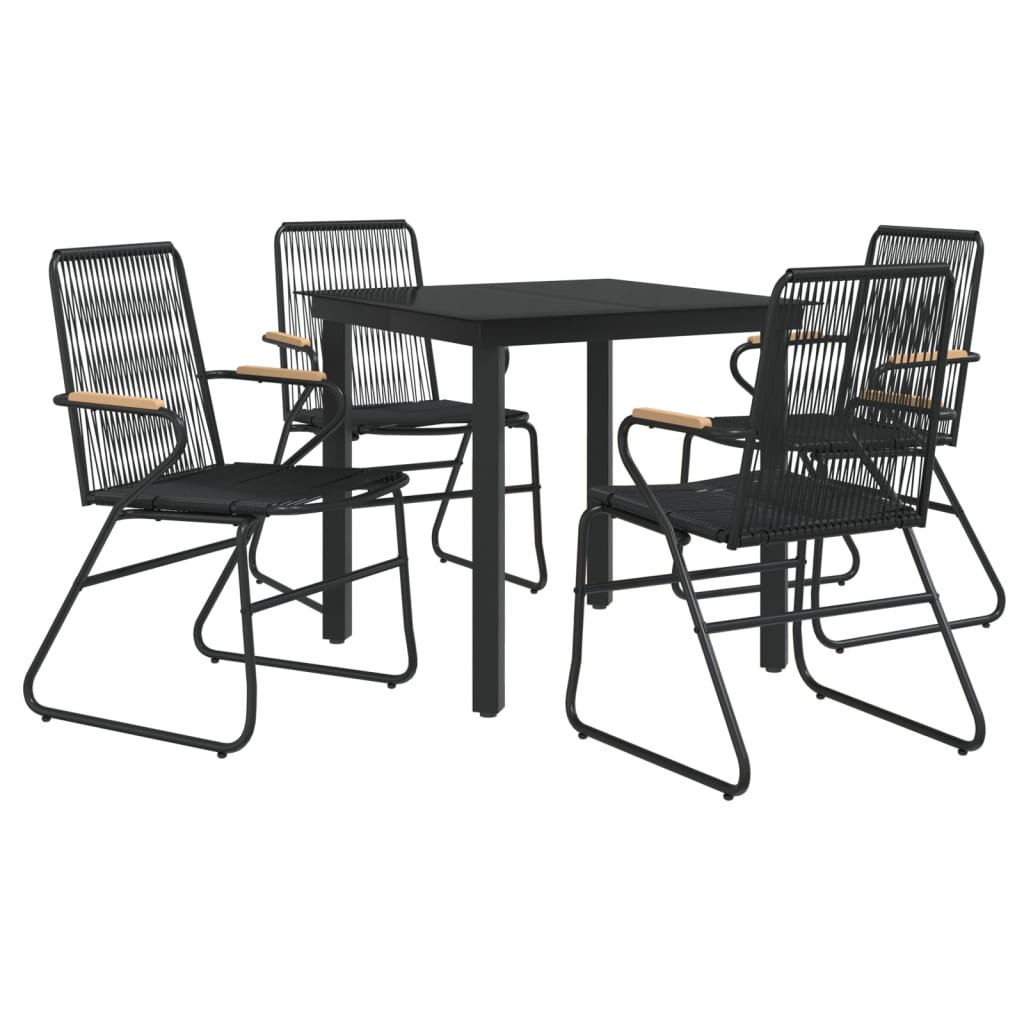 vidaXL 5-delige Tuinset PVC-rattan zwart afbeelding