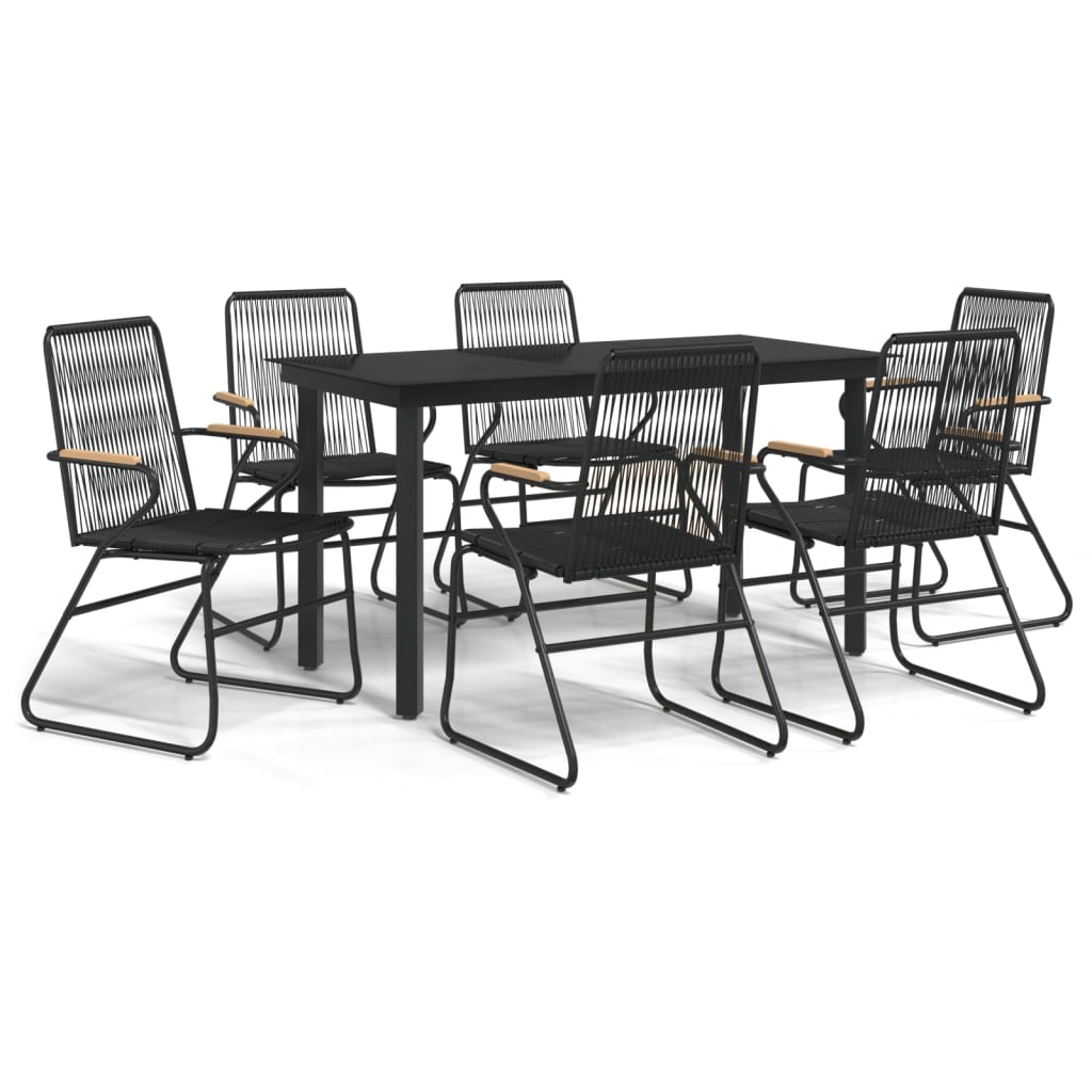Thumbnail - vidaXL 7-tlg. Garten-Essgruppe Schwarz PVC-Rattan