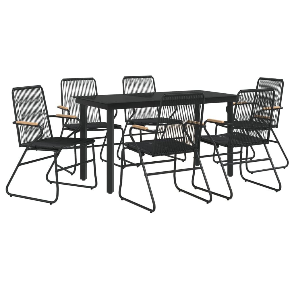 vidaXL 7-delige Tuinset PVC-rattan zwart afbeelding
