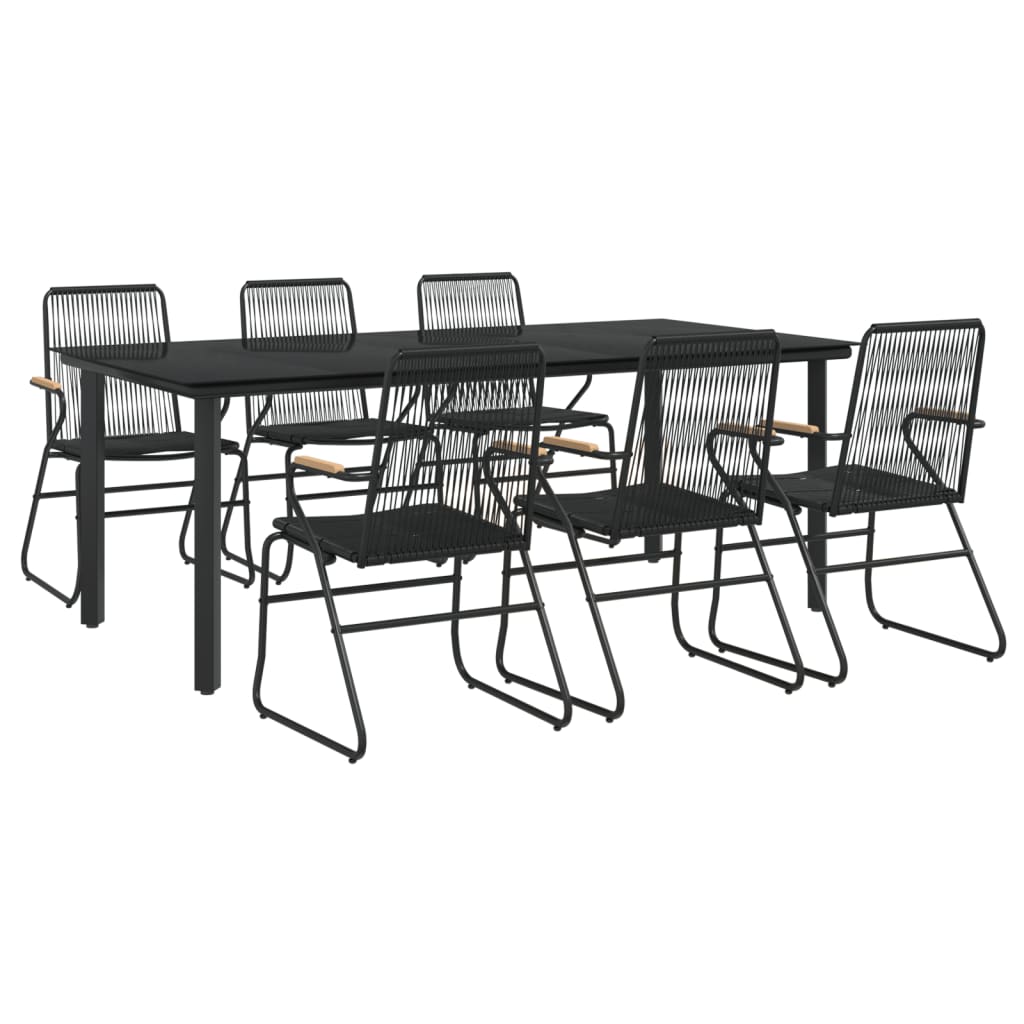 vidaXL 7-delige Tuinset PVC-rattan zwart afbeelding