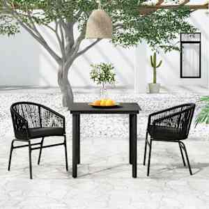 Vrtna jedilna garnitura 3-delna črna