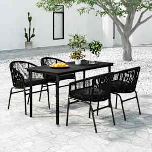 Vrtna jedilna garnitura 5-delna črna