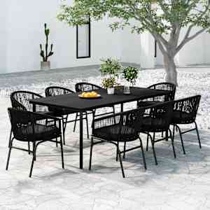 Vrtna jedilna garnitura 9-delna črna