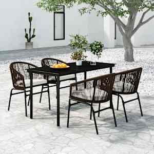 Vrtna jedilna garnitura 5-delna rjava