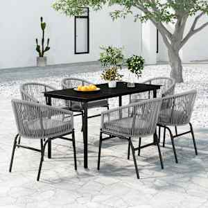 Vrtna jedilna garnitura 7-delna siva