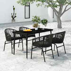 Vrtna jedilna garnitura 5-delna črna