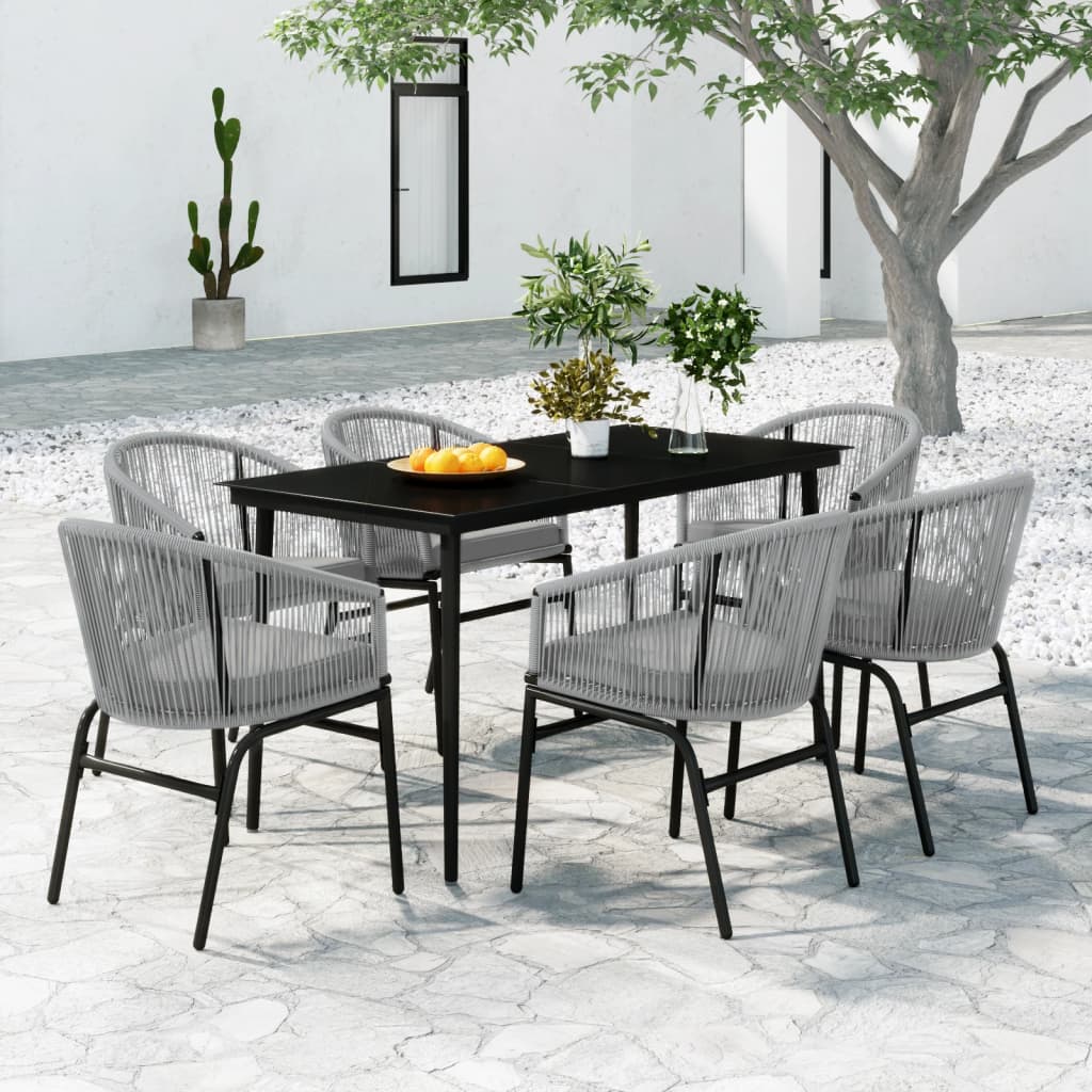 vidaXL Set mobilier de grădină, 7 piese, gri
