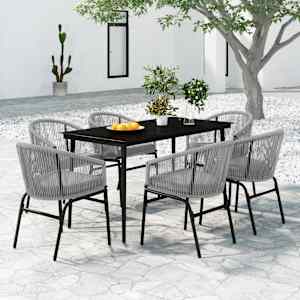 Vrtna jedilna garnitura 7-delna siva