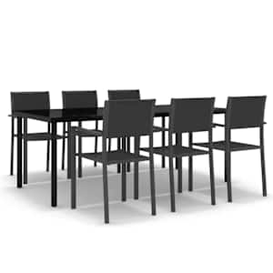 7dílný zahradní jídelní set černý - obrázek 2