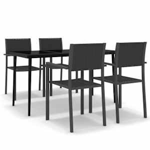 5dílný zahradní jídelní set černý - obrázek 2