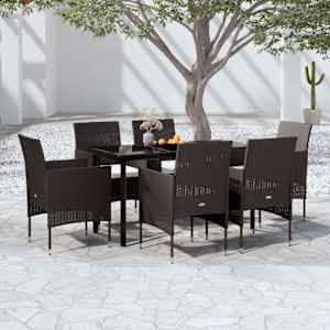 Vrtna jedilna garnitura 7-delna z blazinami črna