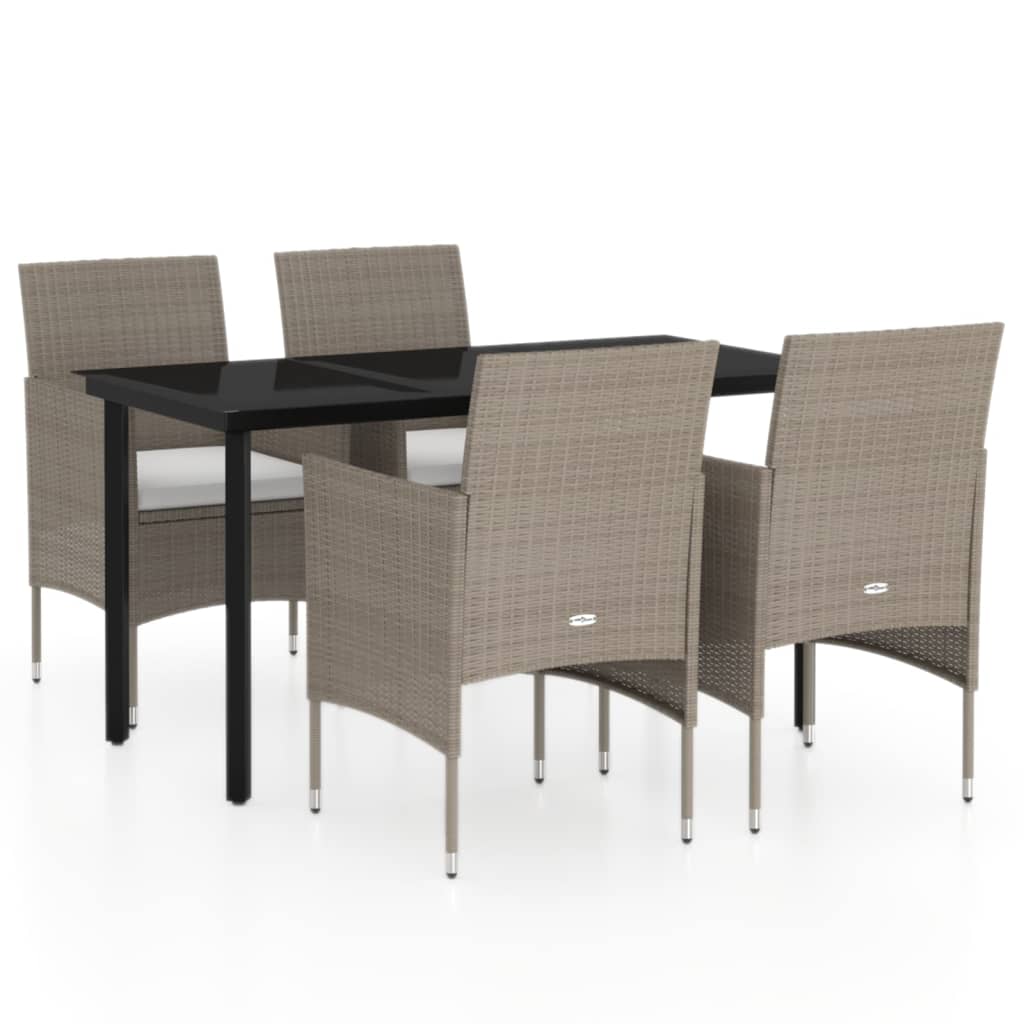 VidaXL 5 Piece Garden Dining Set With Cushions Beige And Black