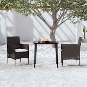 Vrtna jedilna garnitura 3-delna z blazinami črna