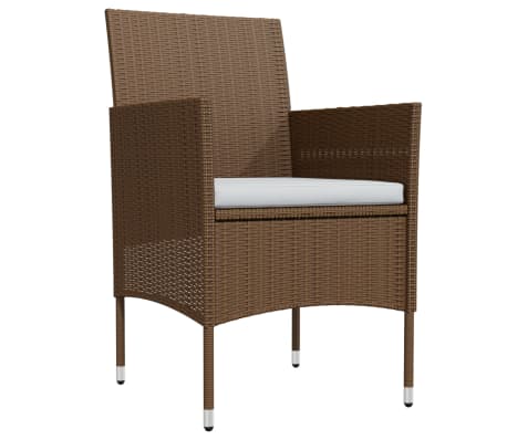 vidaXL Ensemble &agrave; manger de jardin coussins 9 pcs Marron/noir