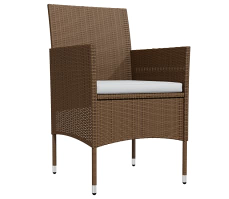 vidaXL Ensemble &agrave; manger de jardin coussins 7 pcs Marron/noir