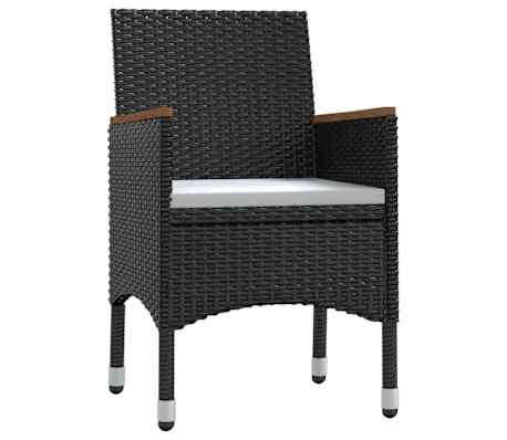 vidaXL Set de masă pentru grădină, 7 piese, cu perne, negru