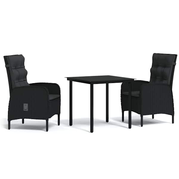 vidaXL 3-osaline aiam&ouml;&ouml;bli komplekt patjadega, must