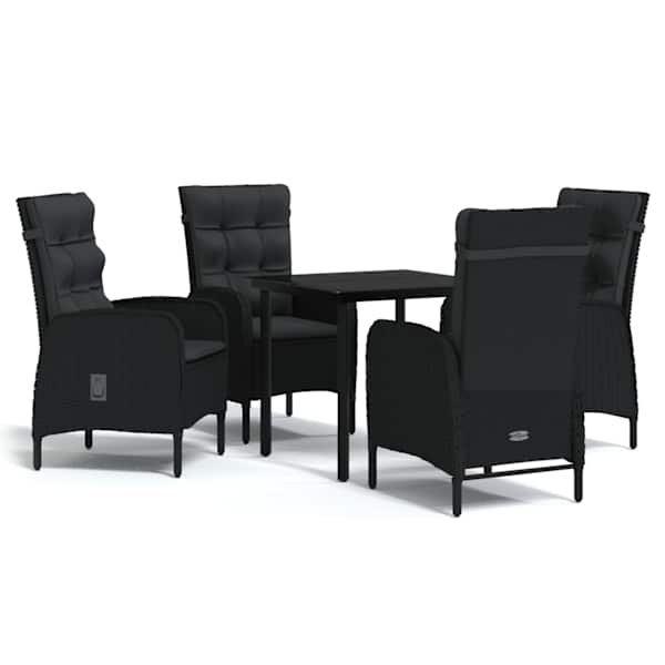 vidaXL 5-osaline aiam&ouml;&ouml;bli komplekt patjadega, must