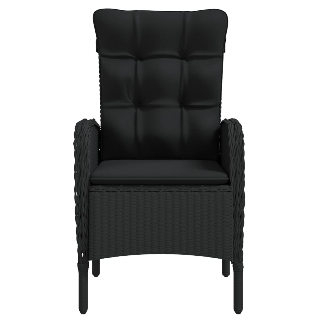 Set mobilier de grădină cu perne, 3 piese, negru