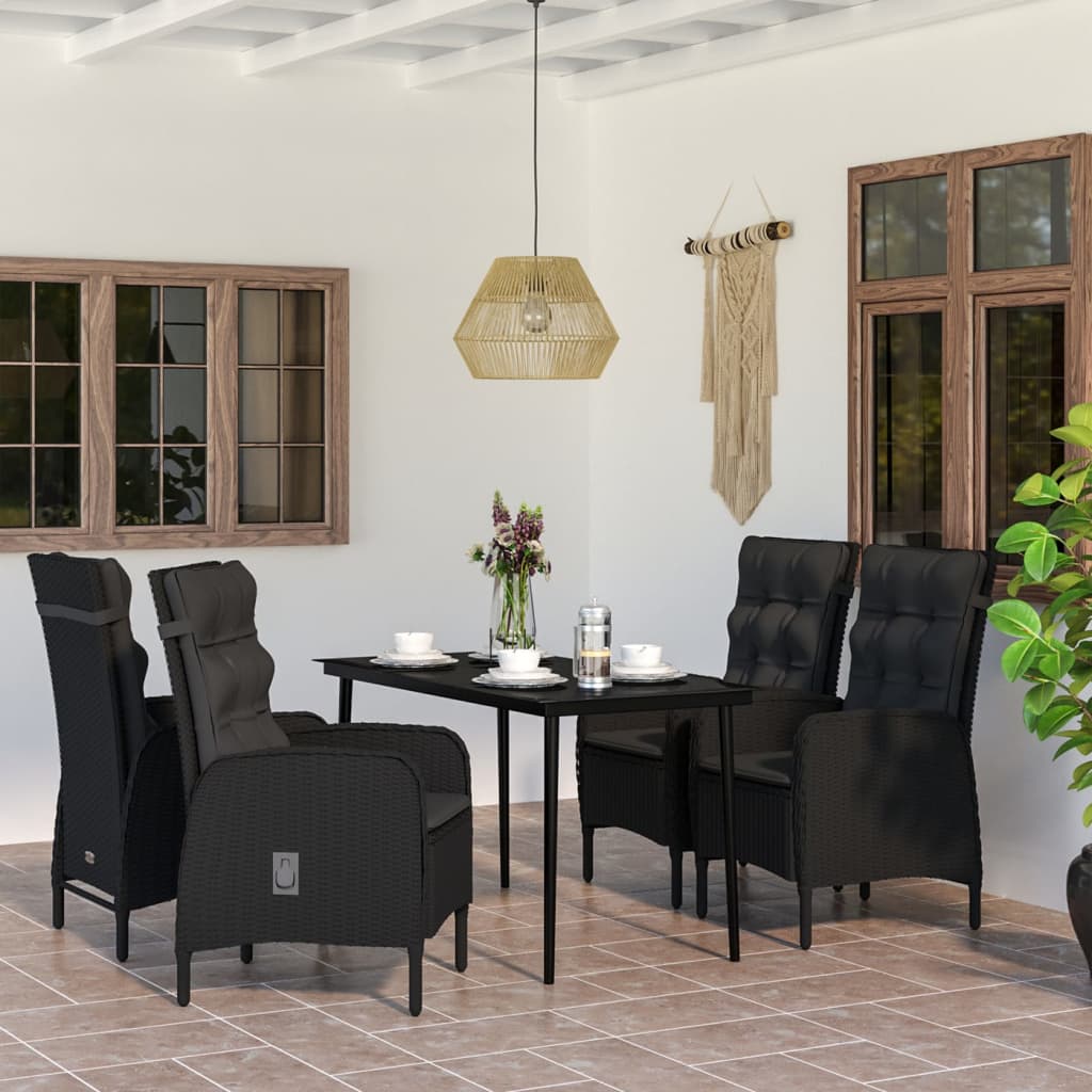 Set Tavolo e sedie pieghevoli rattan nero WRB015