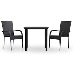 3dílný zahradní jídelní set černý - obrázek 2