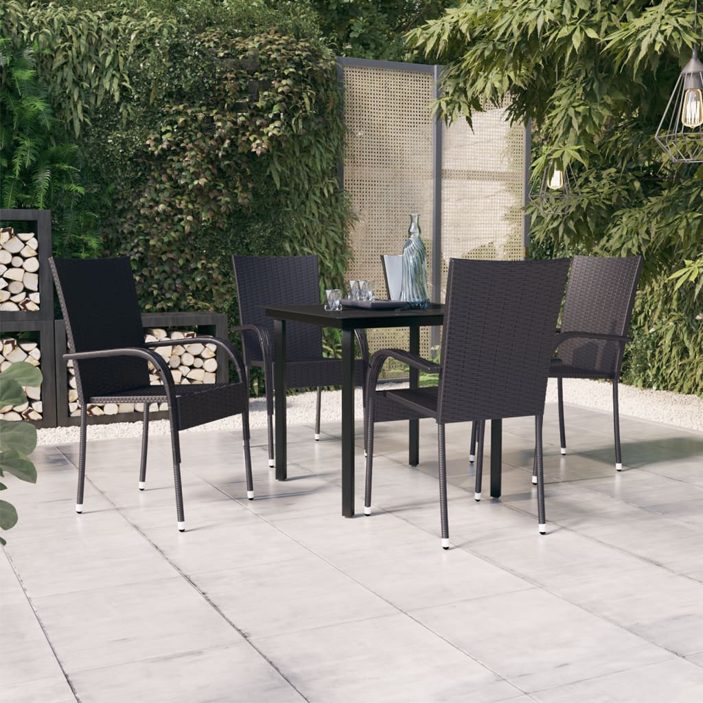 vidaXL Set mobilier de grădină, 5 piese, negru