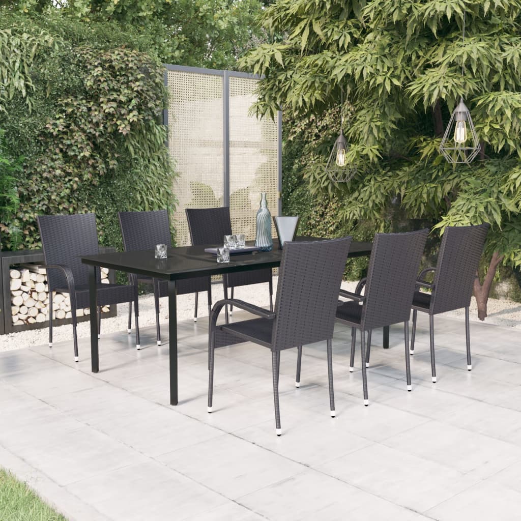 Vidaxl Set Mobilier De Gradina,negru, 7 Piese