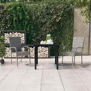 Vrtna jedilna garnitura 3-delna siva in črna