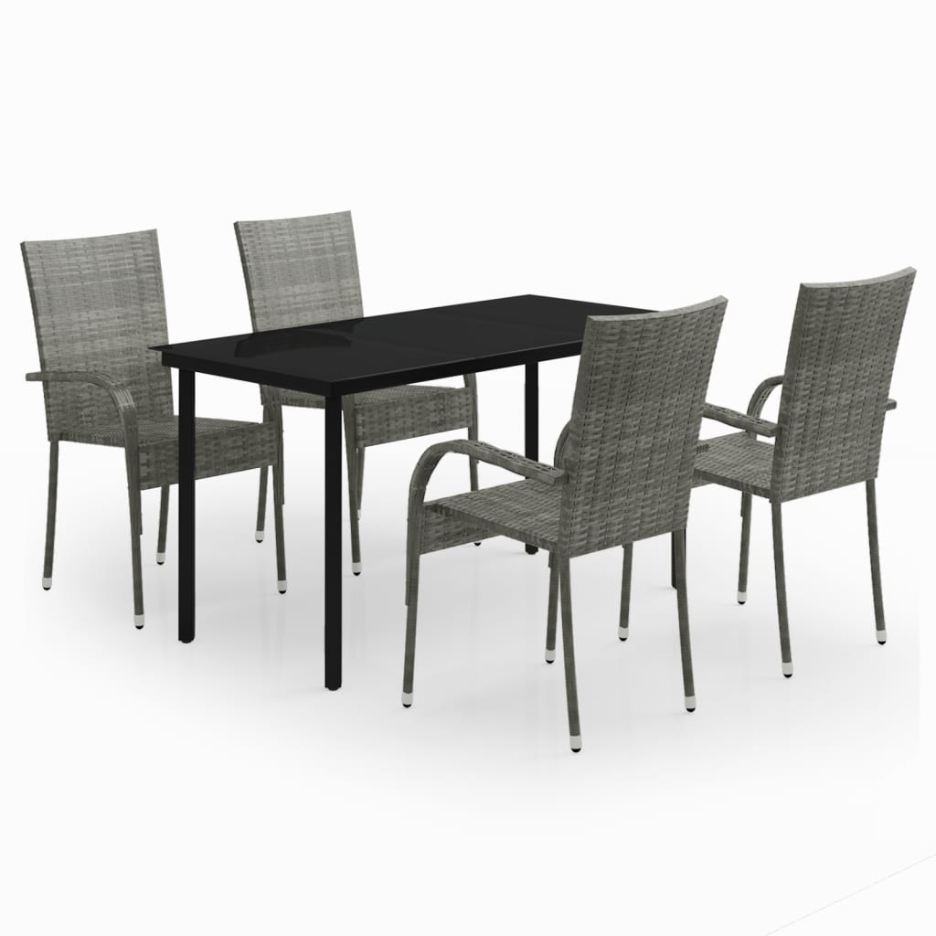 VidaXL 5 Piece Garden Dining Set Grey And Black