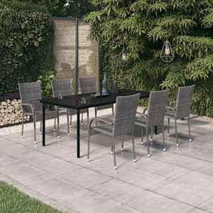 7dílný zahradní jídelní set šedočerný - obrázek 1