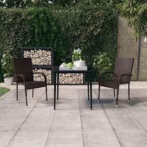 Vrtna jedilna garnitura 3-delna rjava in črna