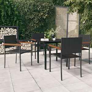 Vrtna jedilna garnitura 5-delna črna