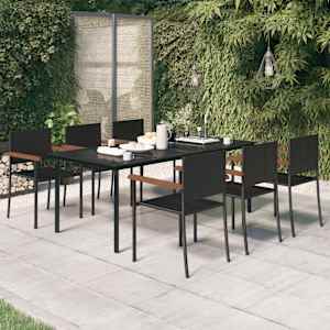 Vrtna jedilna garnitura 7-delna črna