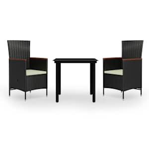 vidaXL 3-osaline aiam&ouml;&ouml;bli komplekt patjadega, must