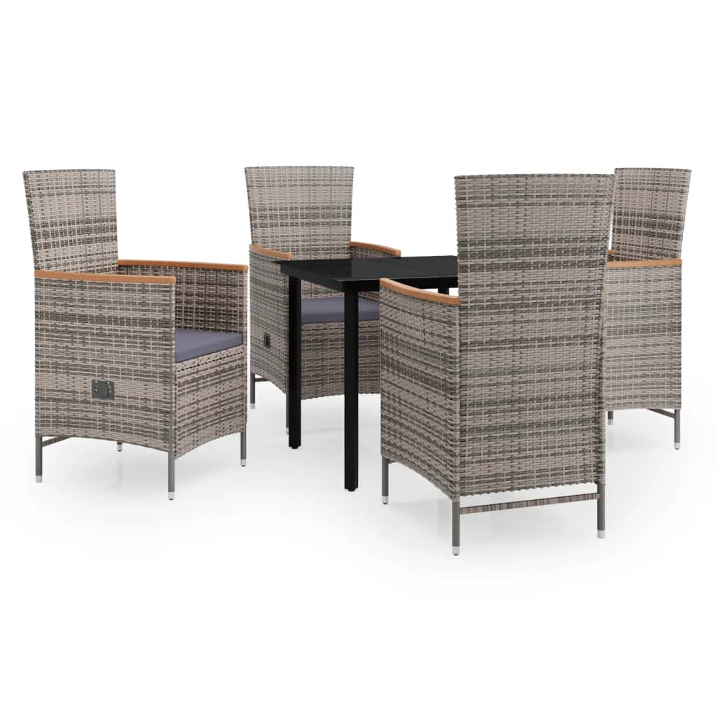 vidaXL 5dílný zahradní jídelní set s poduškami šedý