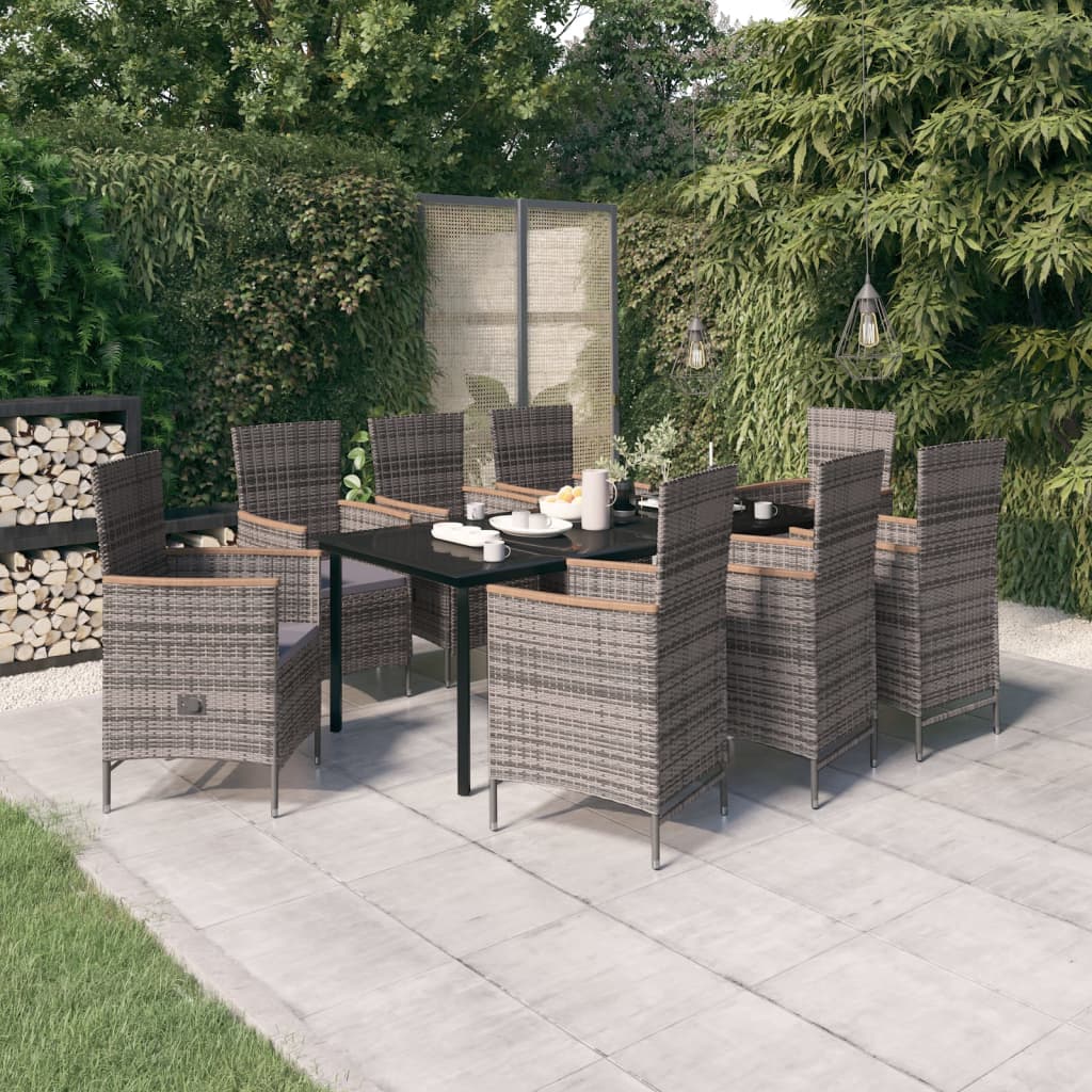 vidaXL Set mobilier pentru grădină cu perne, 9 piese, gri vidaXL