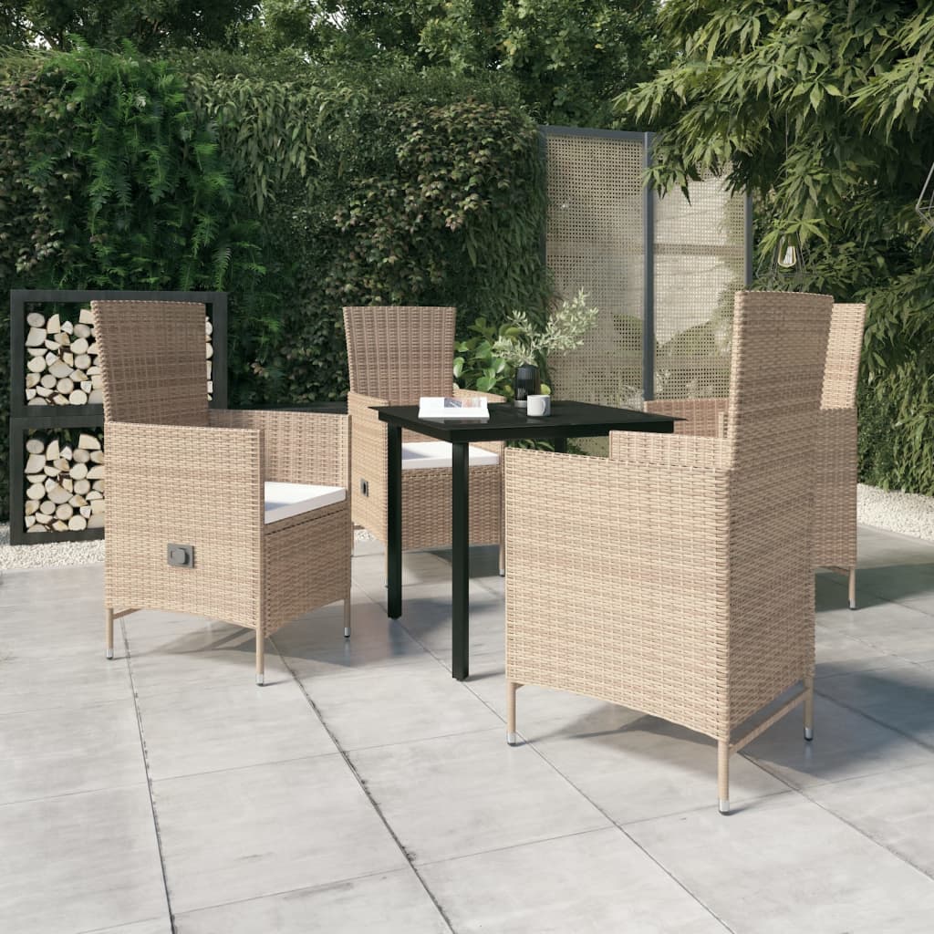 Vidaxl Set Mobilier Pentru Gradina, Cu Perne, 5 Piese, Bej