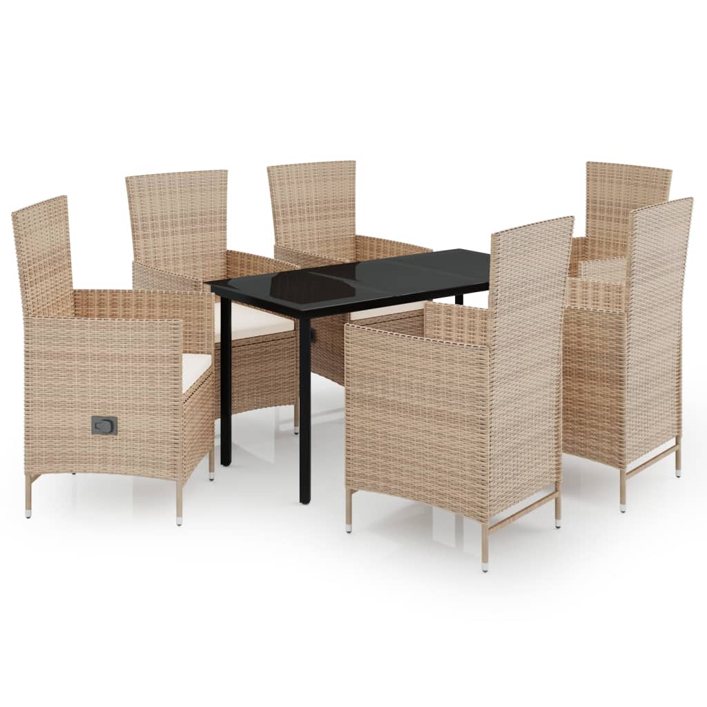 VidaXL Ensemble à Manger De Jardin Avec Coussins 7 Pcs Beige