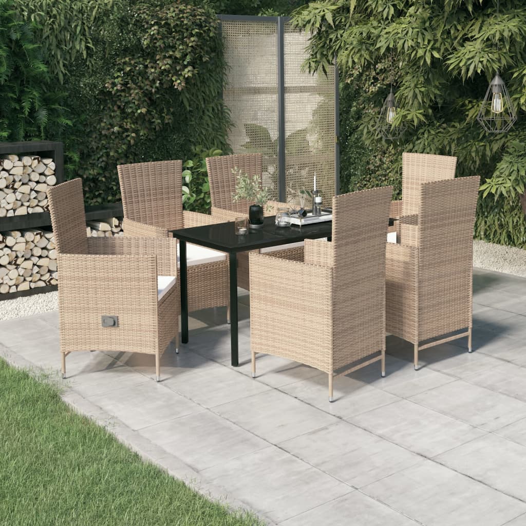vidaXL Set mobilier pentru grădină, cu perne, 7 piese, bej