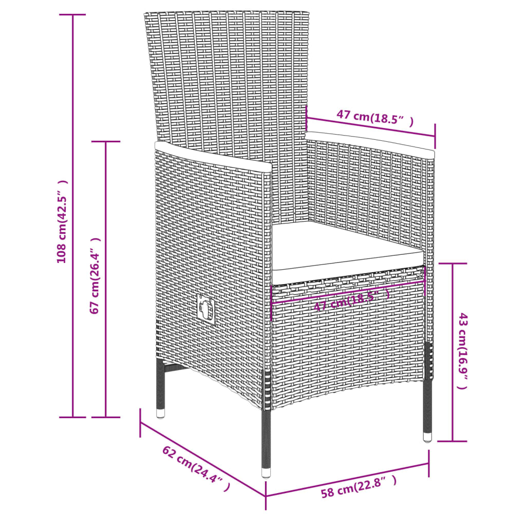 Set mobilier pentru grădină, cu perne, 3 piese, gri