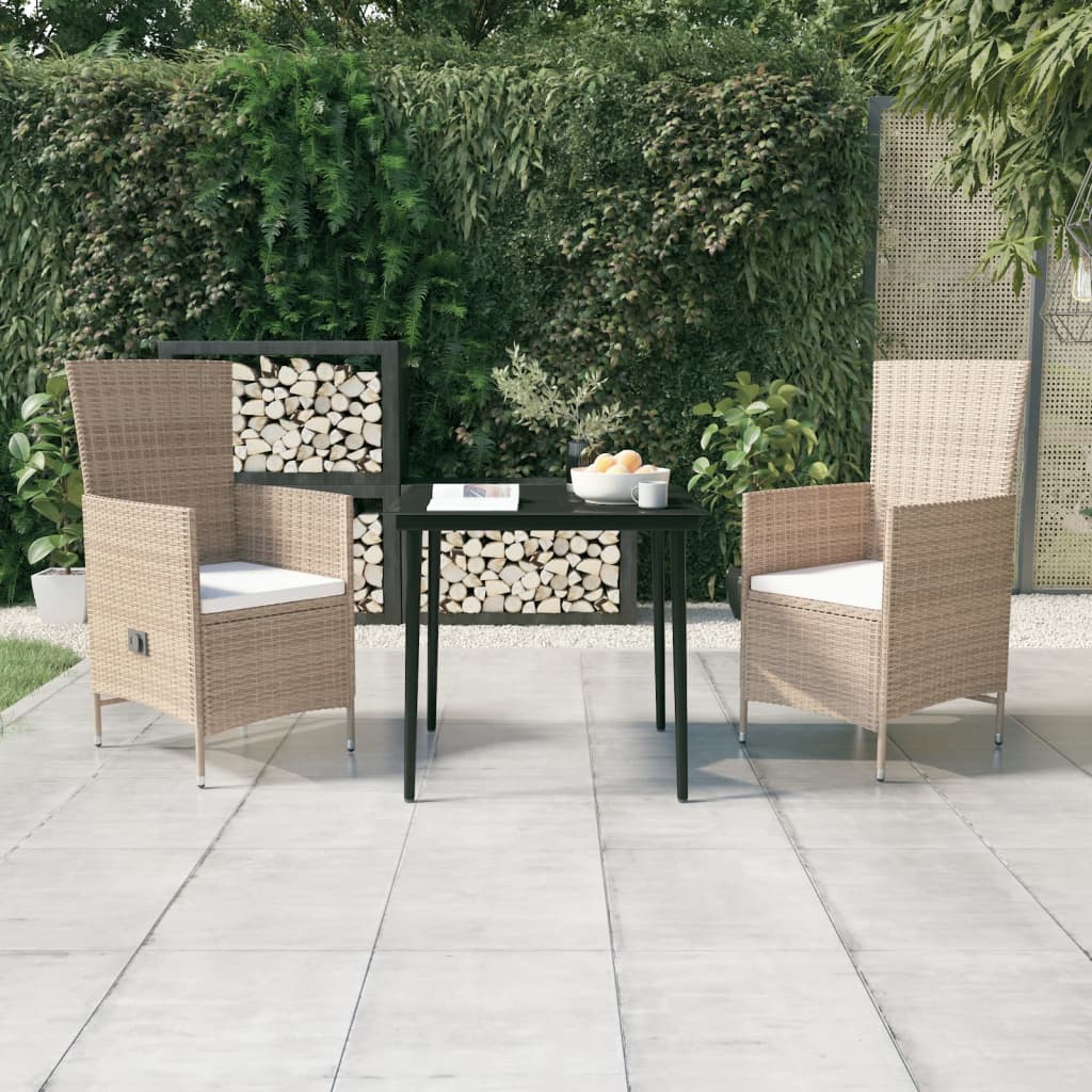 vidaXL 3-tlg. Garten-Essgruppe mit Kissen Beige