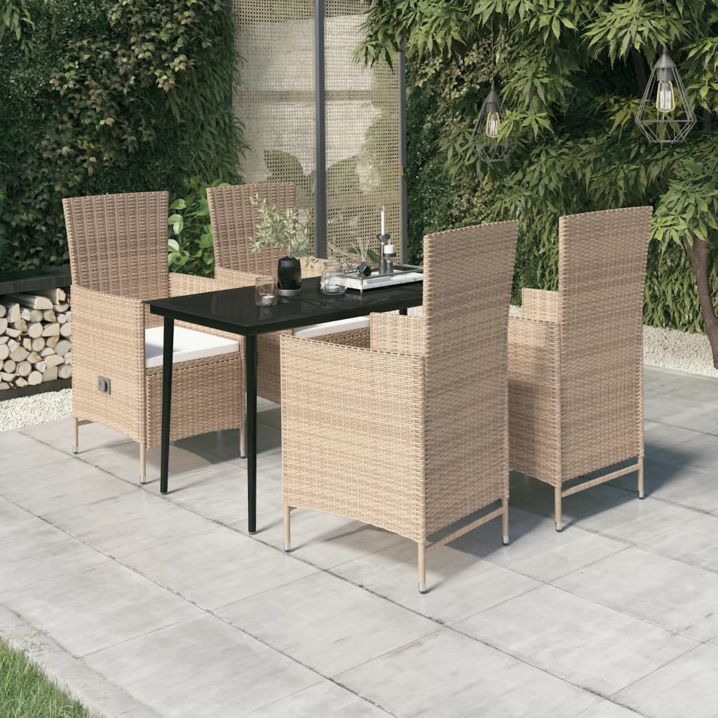 Vidaxl Set De Mobilier Pentru Gradina Cu Perne, 5 Piese, Bej