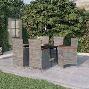 Vrtna jedilna garnitura 7-delna z blazinami siva