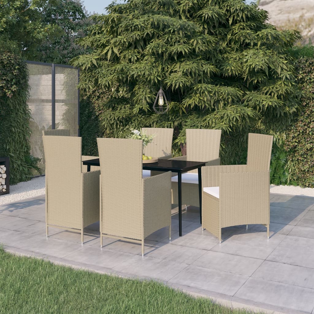 vidaXL Set de mobilier pentru grădină, cu perne, 7 piese, bej Bej