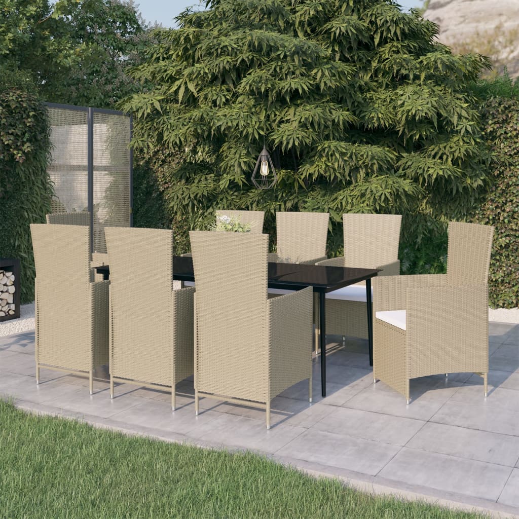 vidaXL Set de mobilier pentru grădină, cu perne, 9 piese, bej