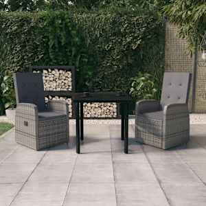 Vrtna jedilna garnitura 3-delna z blazinami siva