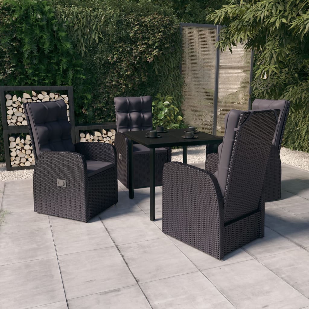 vidaXL Set masă pentru grădină, 5 piese, cu perne, negru grădină imagine model 2022